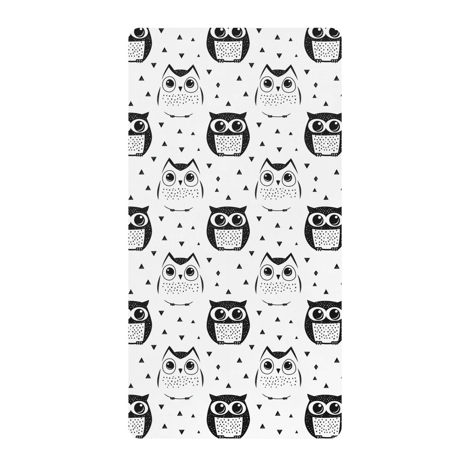 Sábanas de algodón para cuna de bebé, diseño de búho, líneas simples de dibujos animados, cómoda y transpirable, para guardería, 1 paquete de sabanas para cuna