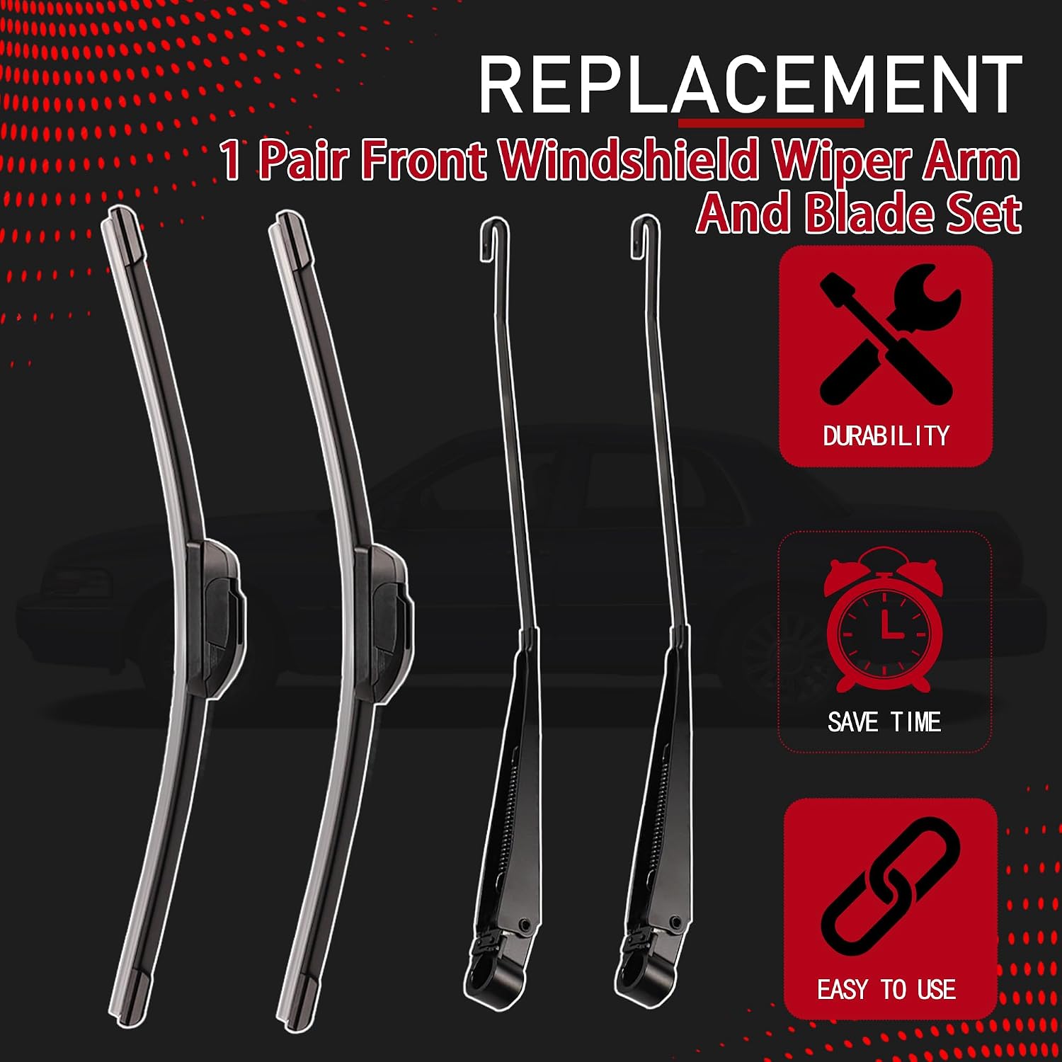 F1TZ-17526-AA 1 Pair Front Windshield Wiper Arm And Blade Set Compatible With 1991-1996 Ford F-150 F-250 Bronco 1991-1997 F-350 F-Super Duty Replaces F4TZ-17526-A F1TZ17526AA F4TZ17526A
