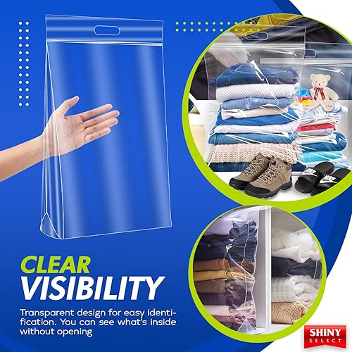 Miniatura 6 de Bolsa de almacenamiento jumbo de 20 galones con asa, cremallera superior resellable de 24 x 32 pulgadas, 3 bolsas, plástico grande transparente,