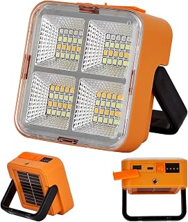 Sinear Rechargeable Magnetic LED Work Light, Portable Strong Work Light IP54, Four-Color Four Dimming Levels, Red Blue Colors for Warning, Solar Flood Lights for Camping, Jobsite, Emergency