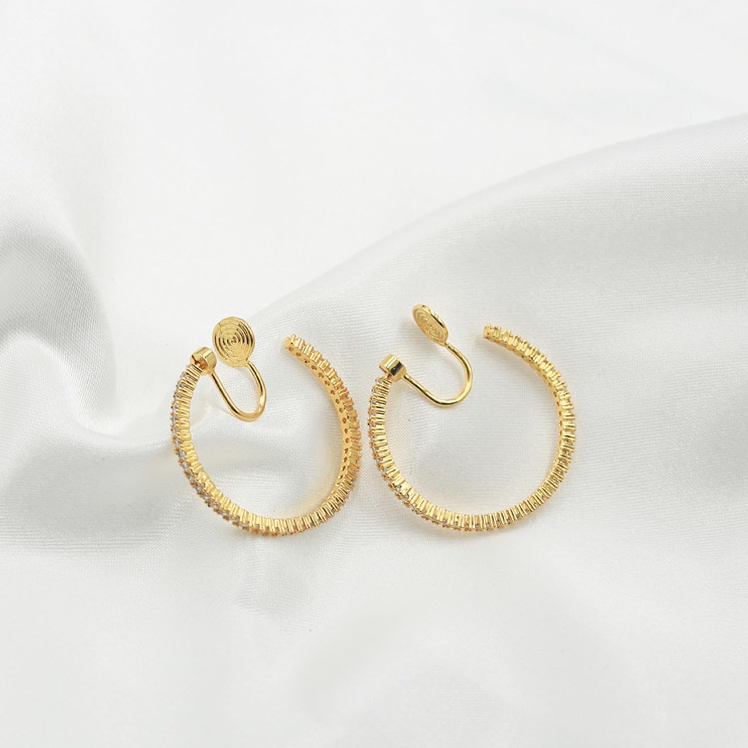 Clip On Hoop Earrings for Women Gold Rhinestone Sparkly Clip On Hoops Fashion Hoop Earrings Jewelry Gifts - Image 7