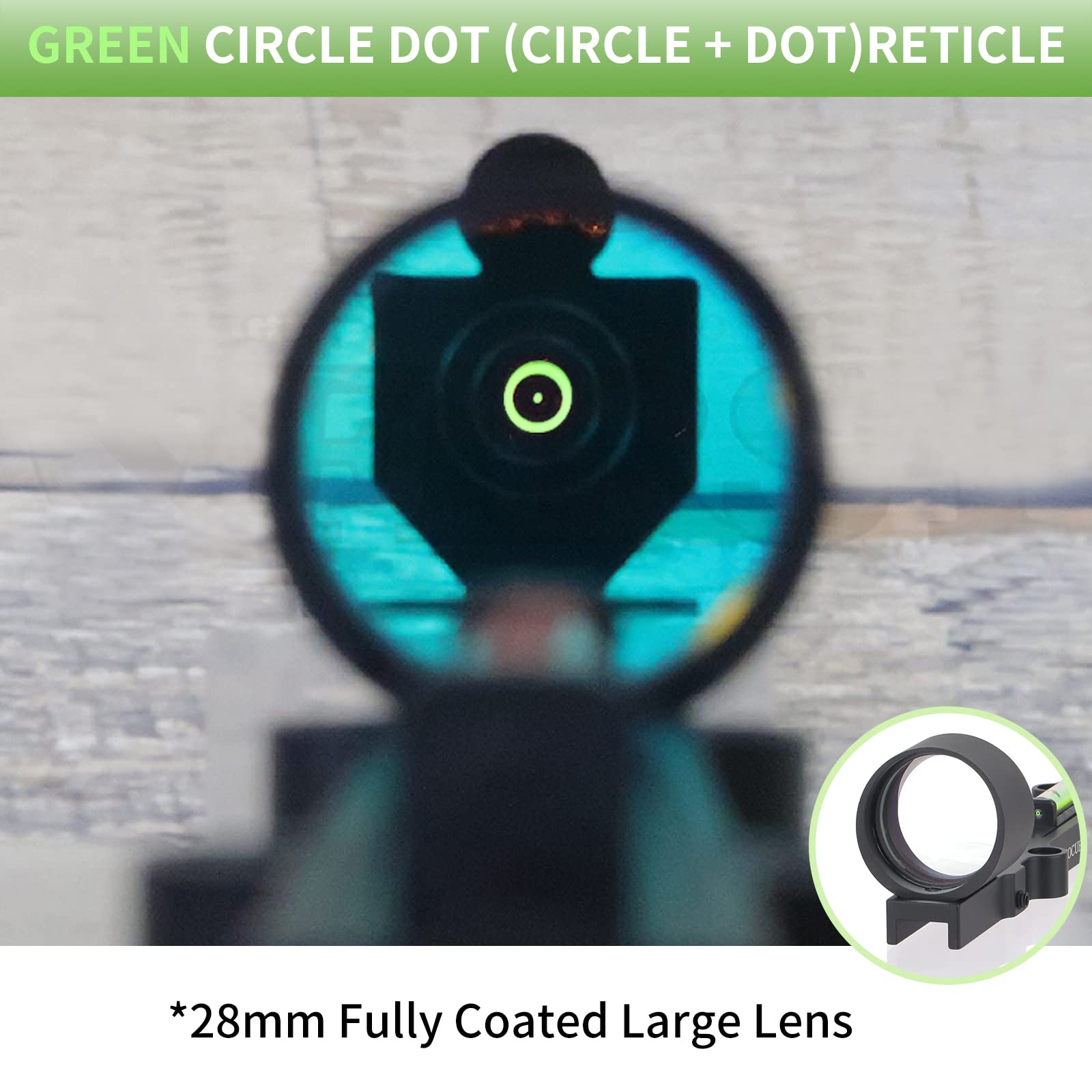 1x28mm Fibre optique rouge/verte visée de fusil à point holographique Fusil de chasse pour les sports de plein air Mire tactique à point rouge/vert Mire à point à fibre optique entièrement revêtue avec 3MOA