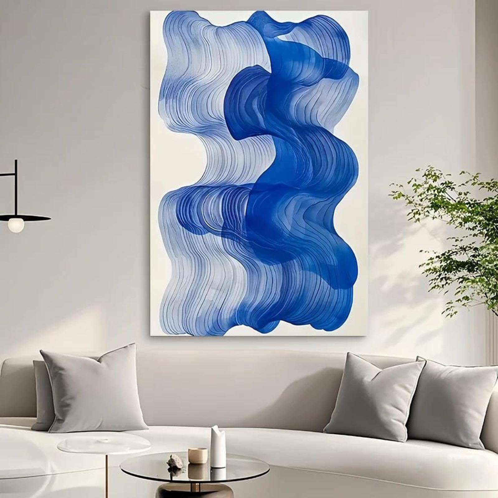 Yocheng Renaissance-style Canvas Wall Art With Blue Wave Design,Portrait Orientation For Indoor 50x70cm No Frame