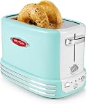 Nostalgia Retro toaster wide 2 slices, vintage design with crumb tray, cord storage and 5 cooking levels, Pink