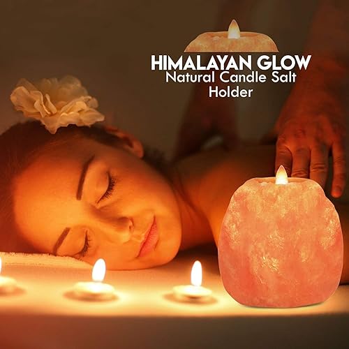 Miniatura 5 de Himalayan Glow Candelabro de sal natural de 2 agujeros para cada uno, lámpara de vela de sal rosa del Himalaya 100% pura, paquete de 2