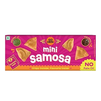 GO DESi Mini Samosa with 2 Chutneys Inside - 150 grams | No Palm Oil | Snacks