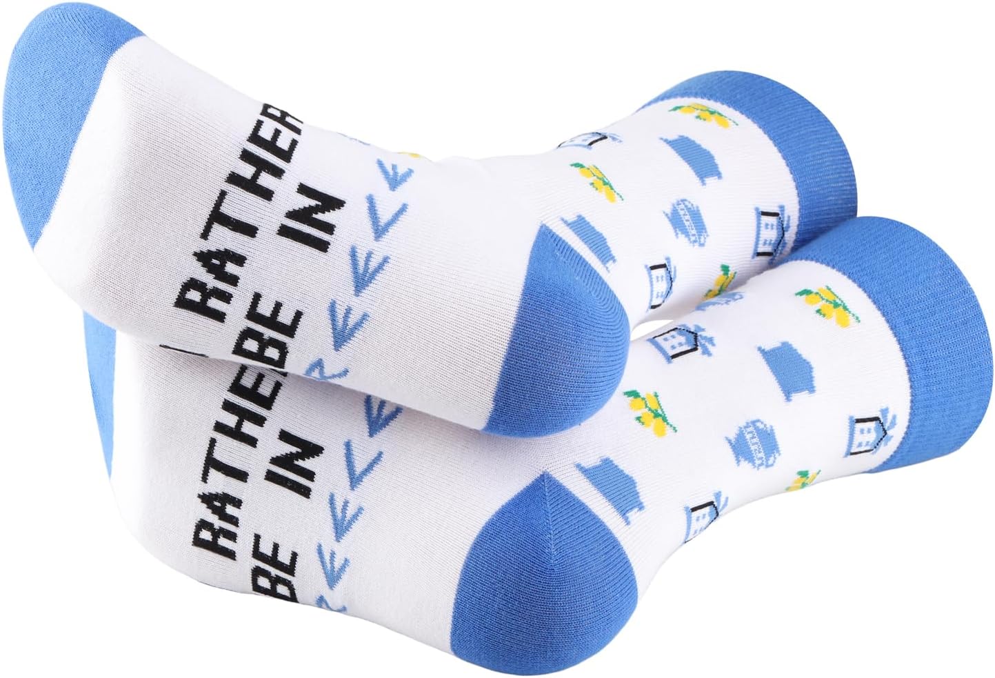 PXTIDY 2 Pairs Greece Inspired Socks Greece Travel Gift I'd Rather Be In Greece Socks Greece Pride Gift Greece Lover Gift - Image 3