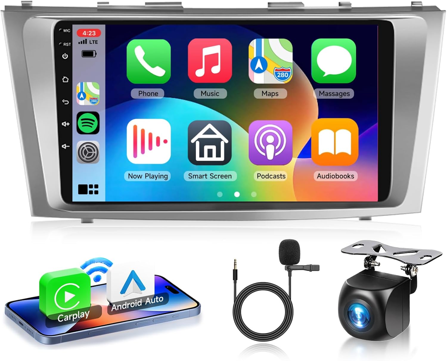 Car Radio for with JBL Toyota Camry 2006-2011 with Wireless Carplay/Android Auto [2G+64G], 9 Inch Android 1280 * 720 Touch Screen Car Stereo, BT, GPS, WiFi, SWC, 32EQ, DSP + HD Backup Camera