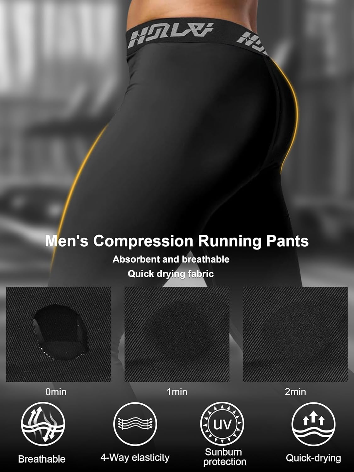 Holure 3 Pack Men's Compression Pants, Athletic Workout Running Leggings for Men, Sports Base Layer Thermal Tights