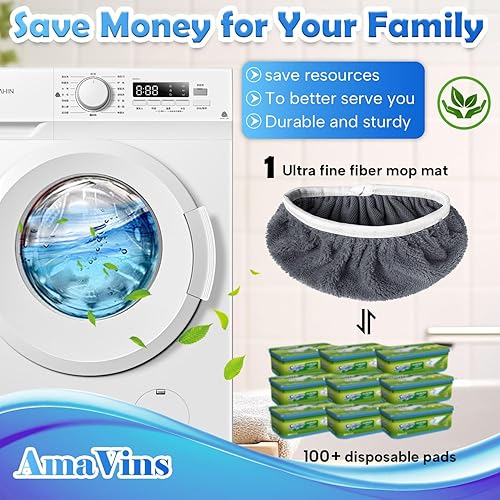 Miniatura 4 de Paquete de 8 almohadillas de microfibra reutilizables compatibles con trapeador Swiffer, paños de barrido en seco y paños húmedos, almohadillas