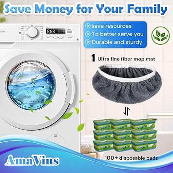5 Pack Reusable Microfiber Mop Pads Compatible with Swiffer Sweeper Mop, Wet and Dry Flat mop Cover, Washable Mop Pads for Surface/Hardwood Floor Cleaning (Mop is Not Included)
