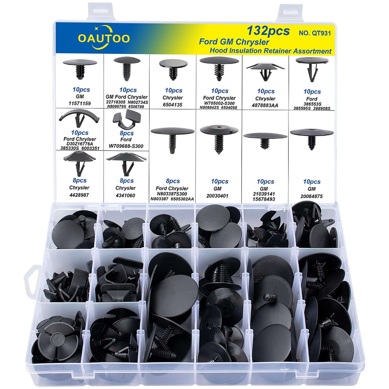 Kit de clips para aislamiento de capó de Buick y Chevy, repuestos robustos y duraderos 6
