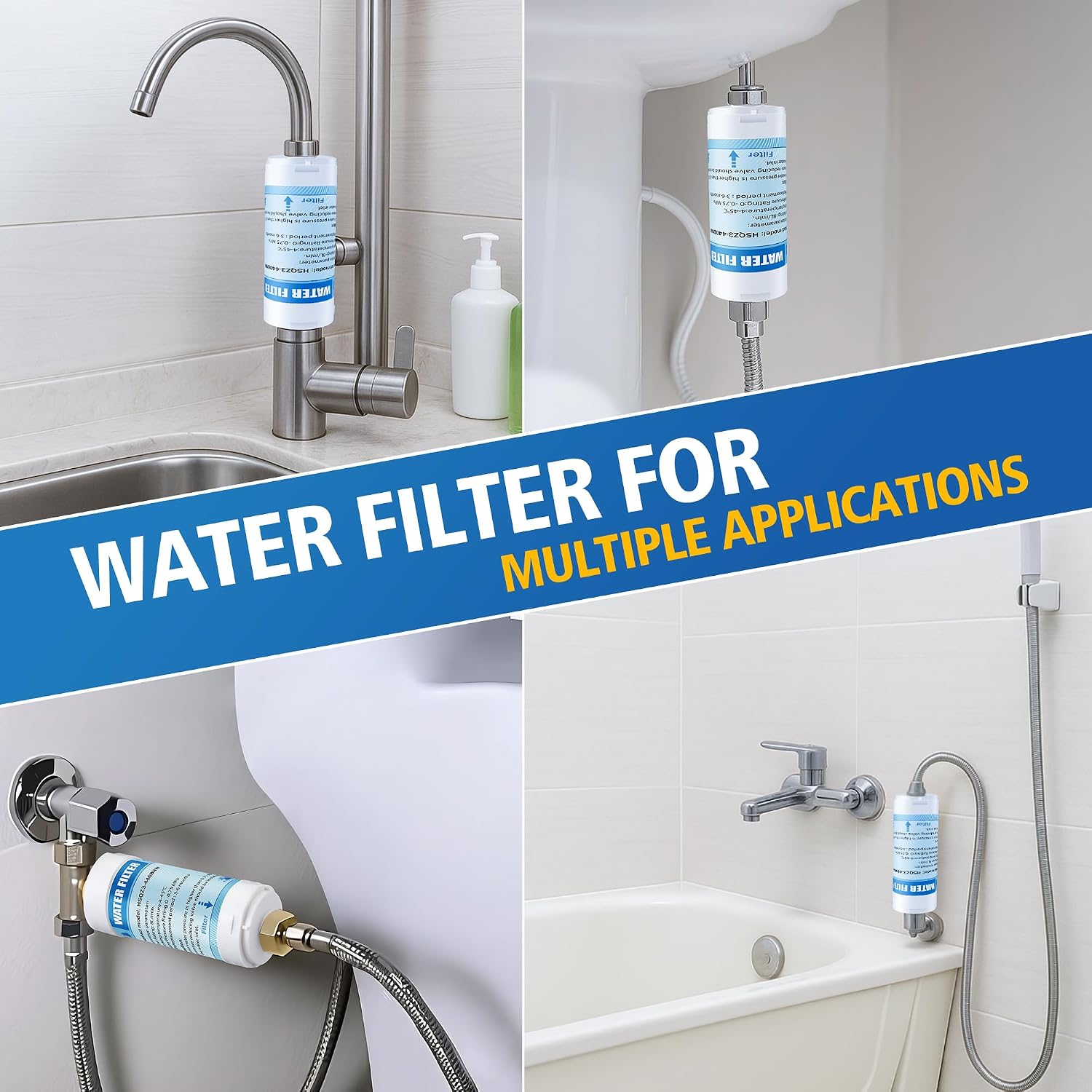 2 Pack Bidet Water Filter and Adapter for Electric Bidet Toilet Seats, Reduce Mineral Deposits & Soften Hard Water, Essential Protection for Smart Toilet, Compatible with 1/2", 3/8", 1/4" Hoses