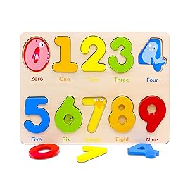 Aile Wooden Preschool Learning Number Puzzles Toys for Kids Age 2-4 Educational Toys