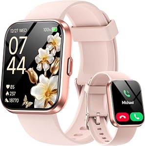 🎫🎫 DOUBLE COUPON! Women’s Smartwatch with Phone Function/Whatsapp, 1.85 Inch Smart Watch Fitness Tracker with Heart Rate/Sleep Monitor, 10 D…