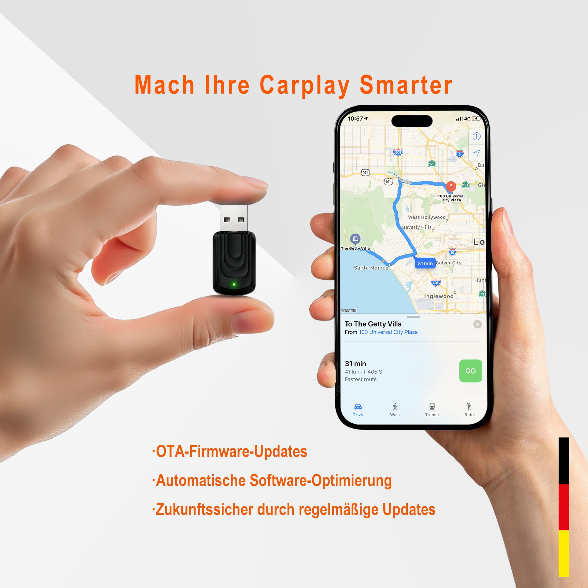 Carplay Wireless Adapter, Kabelloser CarPlay Adapter, kompatibel mit iOS & Android 2 in 1 | Automatische Verbindung und stabil|