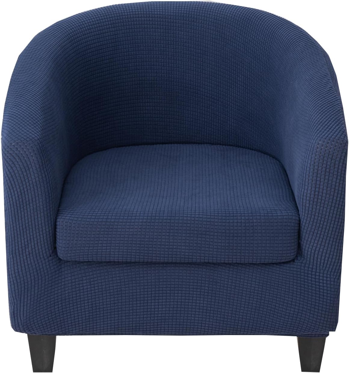 CRFATOP Club Chair Slipcover with Cushion Cover Jacquard 2 Piece Tub Chair Covers Soft Armchair Covers Washable Round Barrel Chair Covers Couch Covers for Bar Counter Living Room,Navy