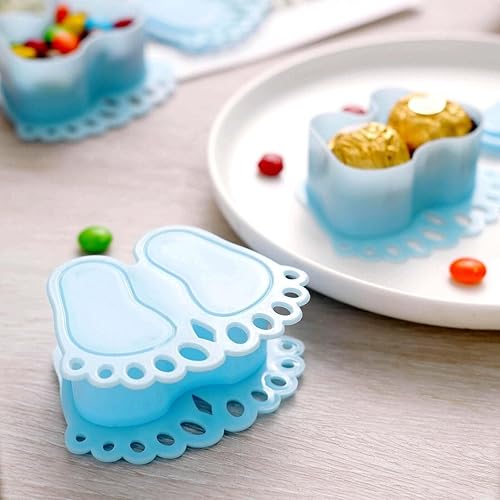 Efavormart - Paquete de 12 recipientes azules de 3.5 pulgadas, regalos de baby shower para cumpleaños, decoraciones de tarros de caramelo