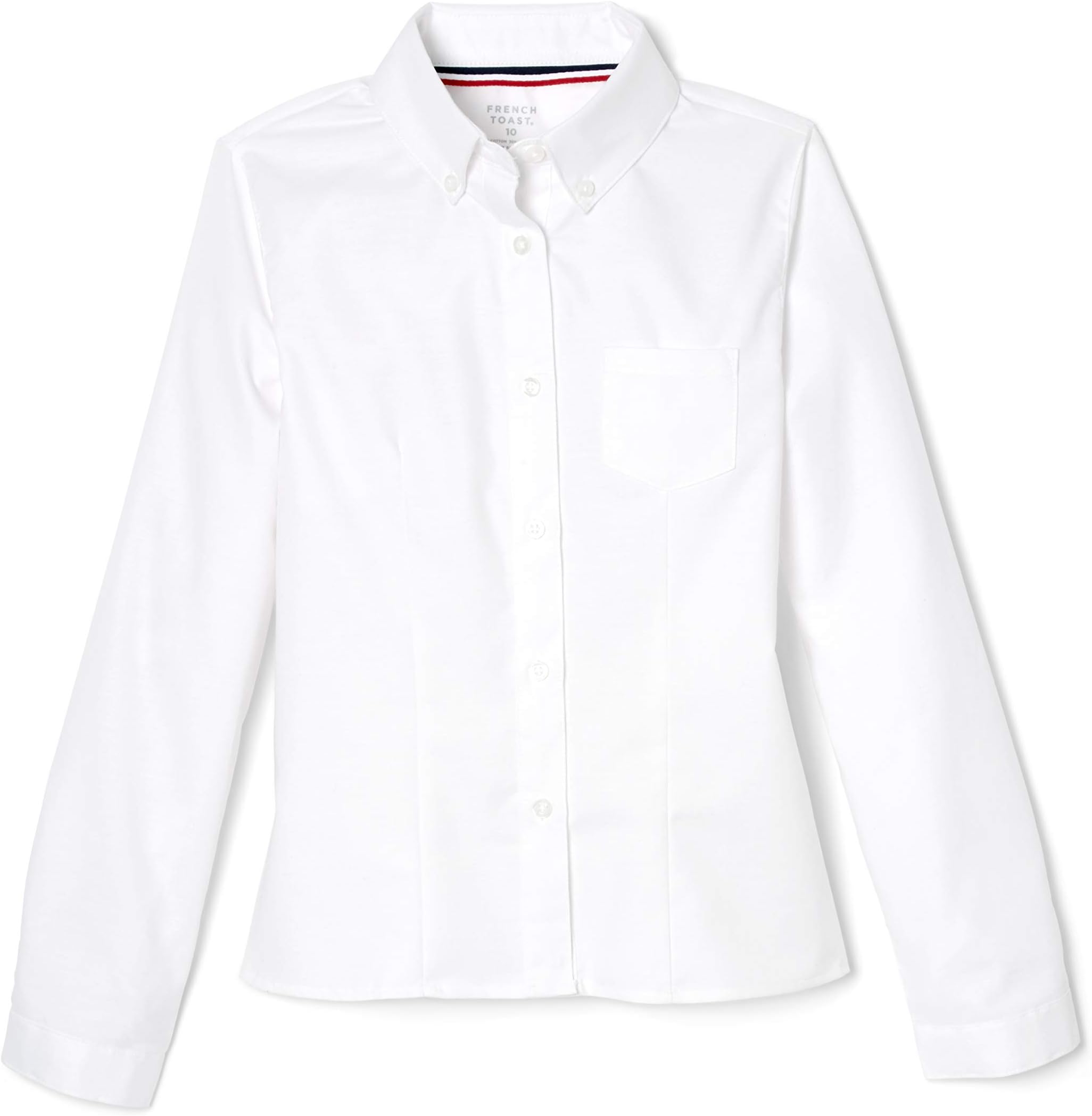 Girls' Fitted Wrinkle-Resistant Long Sleeve Oxford Shirt
