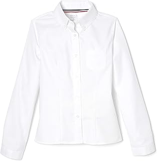 French Toast Girls' Fitted Wrinkle-Resistant Long Sleeve Oxford Shirt