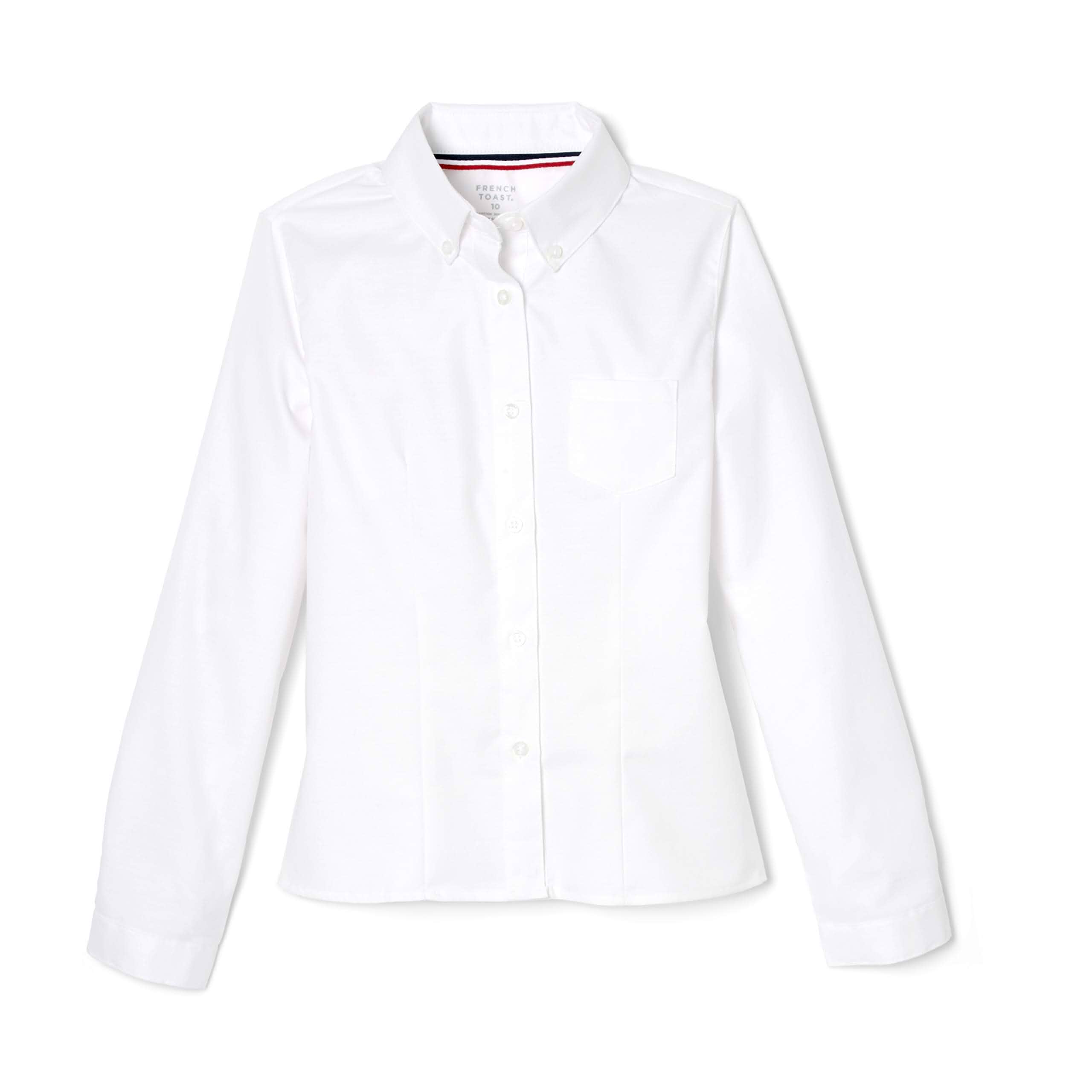 French Toast Girls' Fitted Wrinkle-Resistant Long Sleeve Oxford Shirt Classic Fit