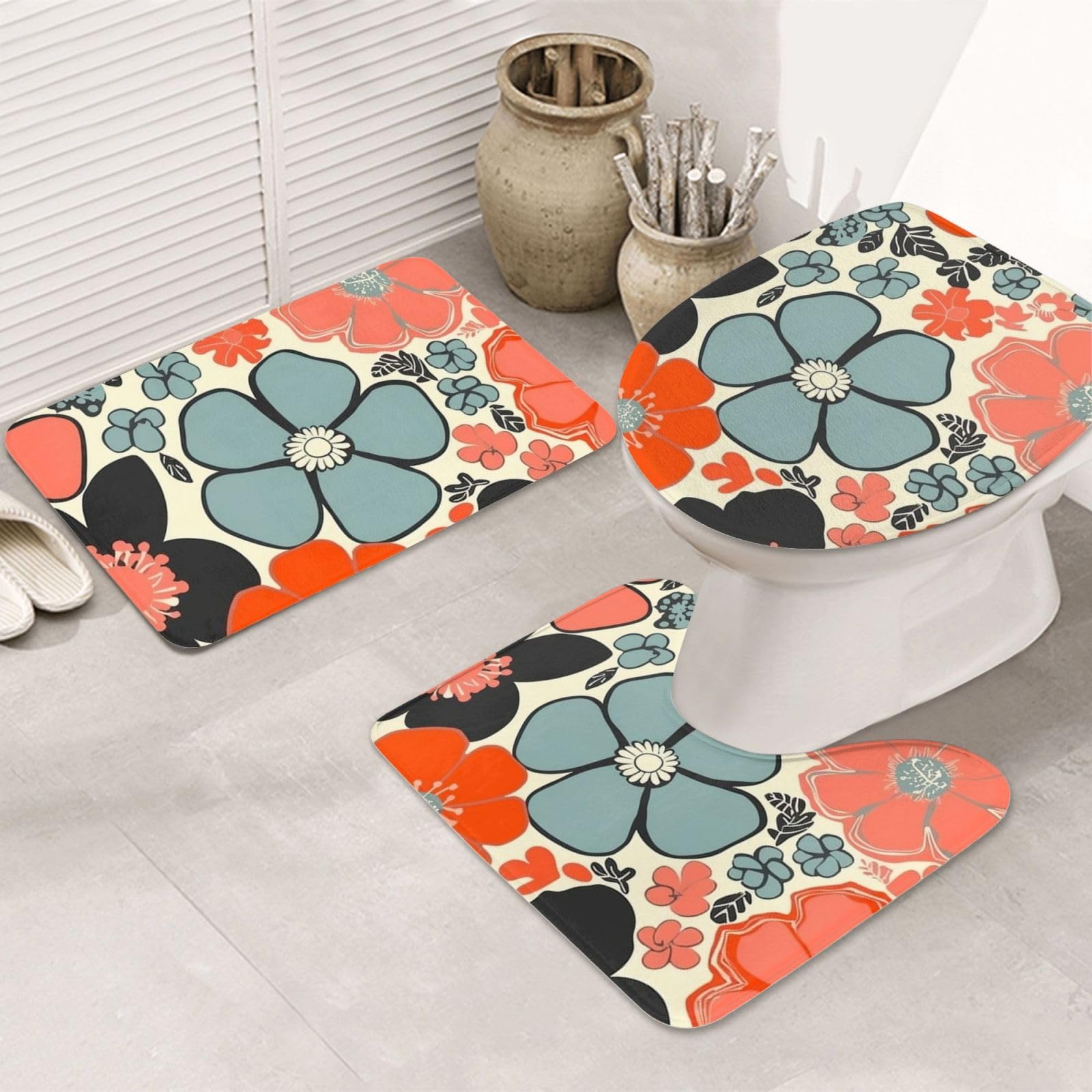 Tapis de contour pour abattant de toilettes rétro et durable