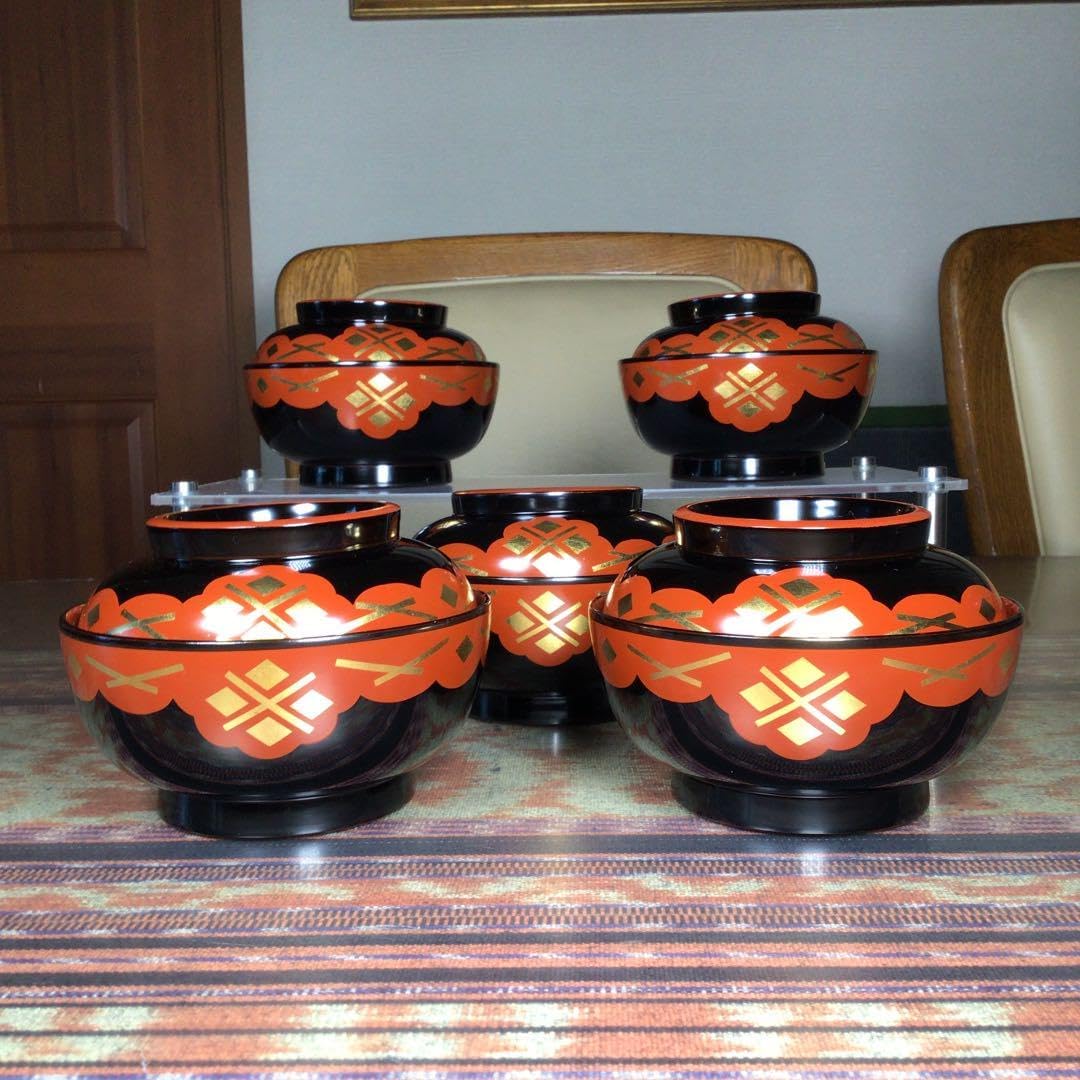 懐石道具 木製 柿合塗 正法寺蒔絵 箸洗 5客揃 箱無 検 茶道具 和