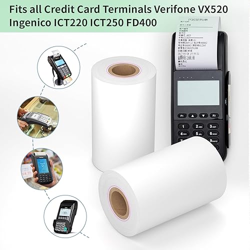 Miniatura 6 de Rollos de papel térmico para caja registradora POS de 2 14 "x 50' (10 rollos) sin BPA para todas las mini impresoras térmicas POS de 2.283 in