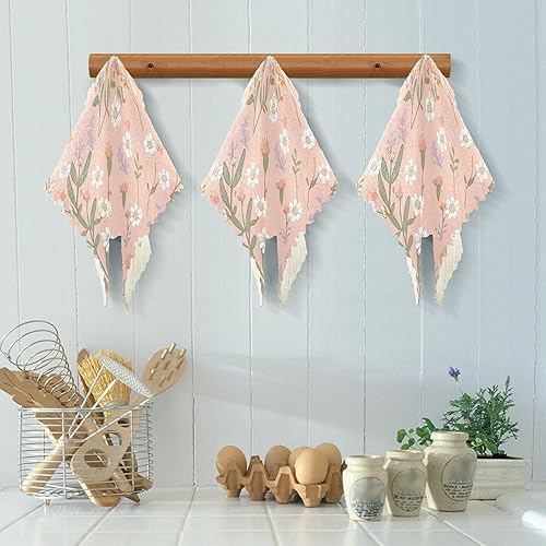 Miniatura 5 de Pink Floral Plant Small Fresh Quality Decor Microfiber Kitchen Dish Towels Quick Dry 6 Pack Cooking Towels for Restaurant Oven