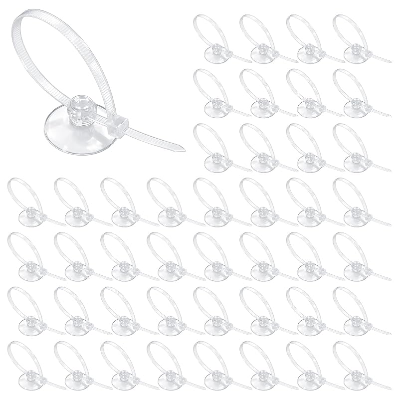 Ventosas para Aquário Thinp em PVC Transparente com Abraçadeiras Ajustáveis, 30 Ventosas + 30 Abraçadeiras