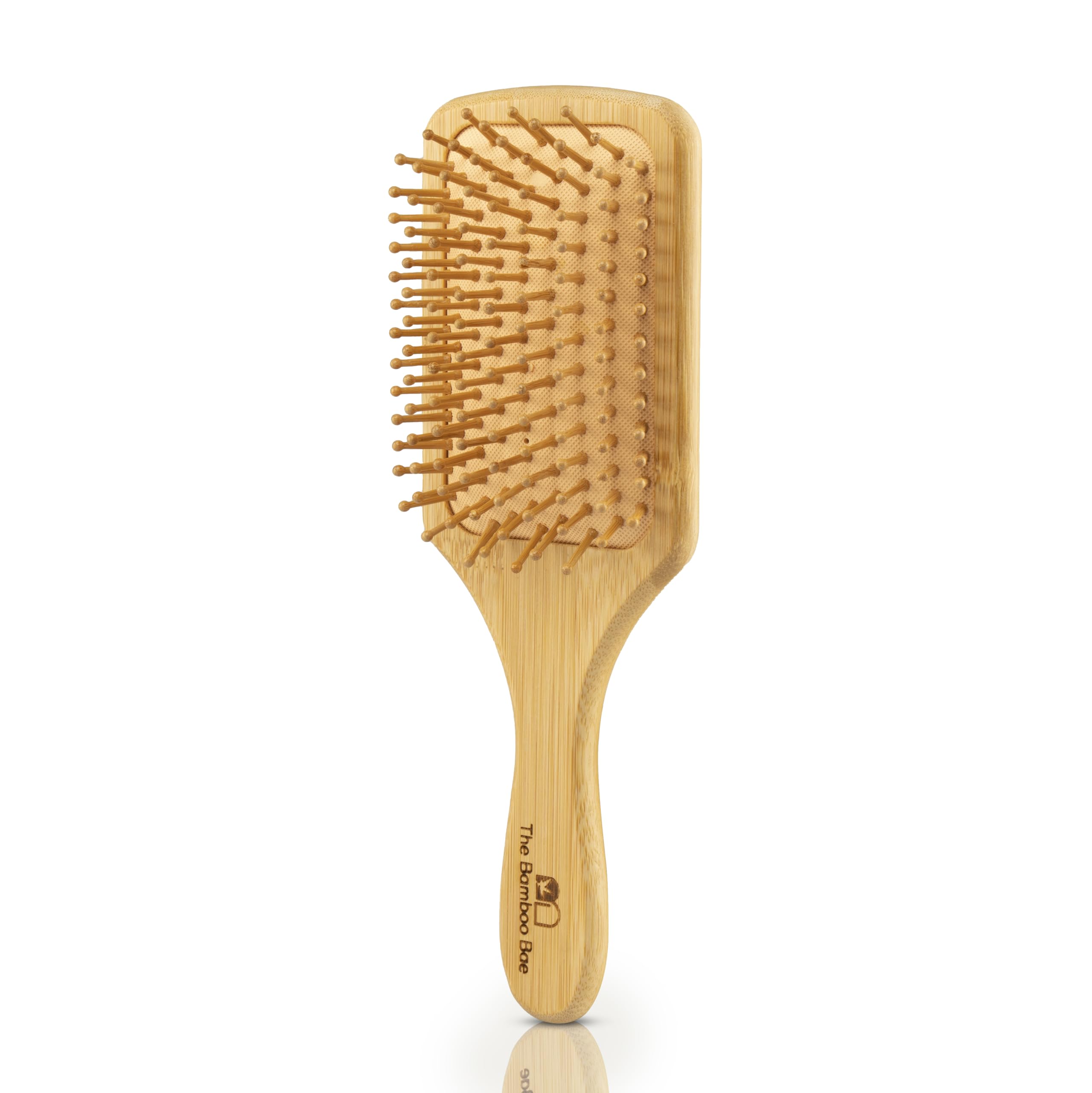 Bamboo Hairbrush Comb | Wooden Paddle Hair Brush for Men & Women | Bamboo Bristles Hair Brush for Detangle & Hair Growth | Anti Static Hairbrush for Thin, Long, Curly Hair-image-6