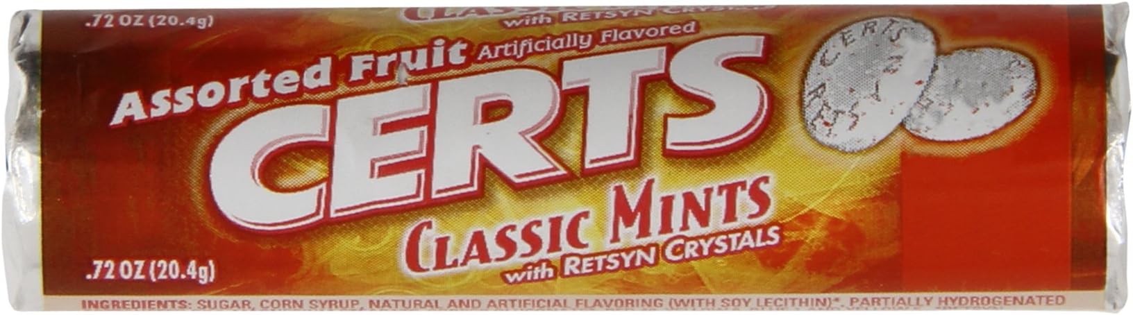 TUZZE Certs Classic Mints, Mixed Fruit, 12-Piece Packs (Pack of 24)