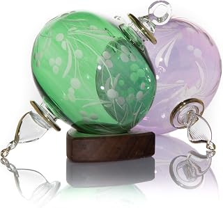Transparent set of 2 different Colors hand blown hanging Christmas Ornaments glass | Christmas Ornaments Engraved Ball Glass with golden Trim | holiday decoration Tree | Xmas Ornaments Glass