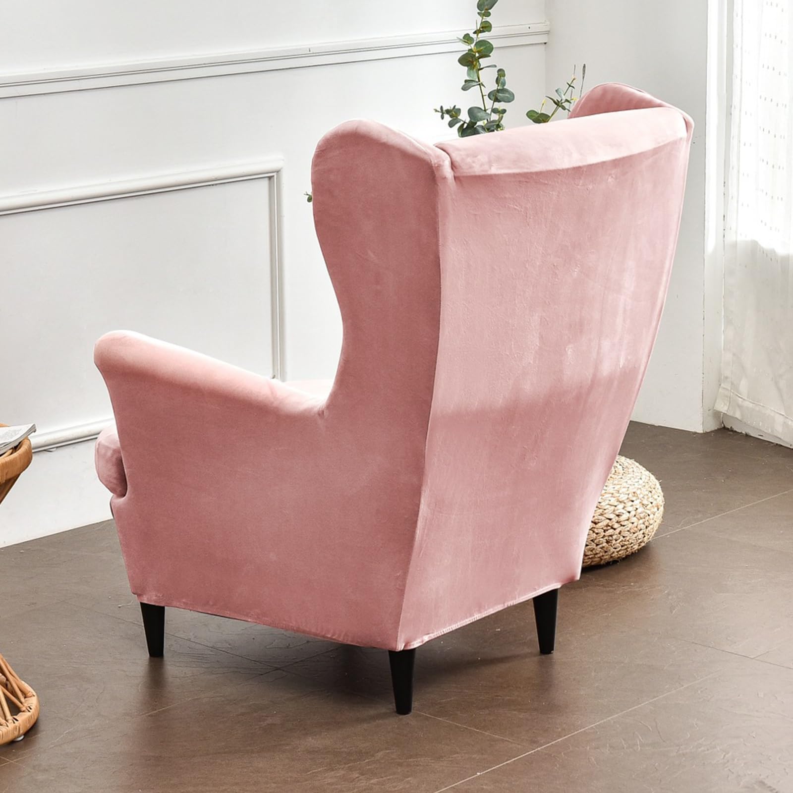 Pokrowce na krzesła typu Wingback 2-częściowe, rozciągliwe spandex narzuty na krzesła z skrzydłami na krzesła typu Wingback Narzuty na krzesła (Material : Dark gray, Size : 2)