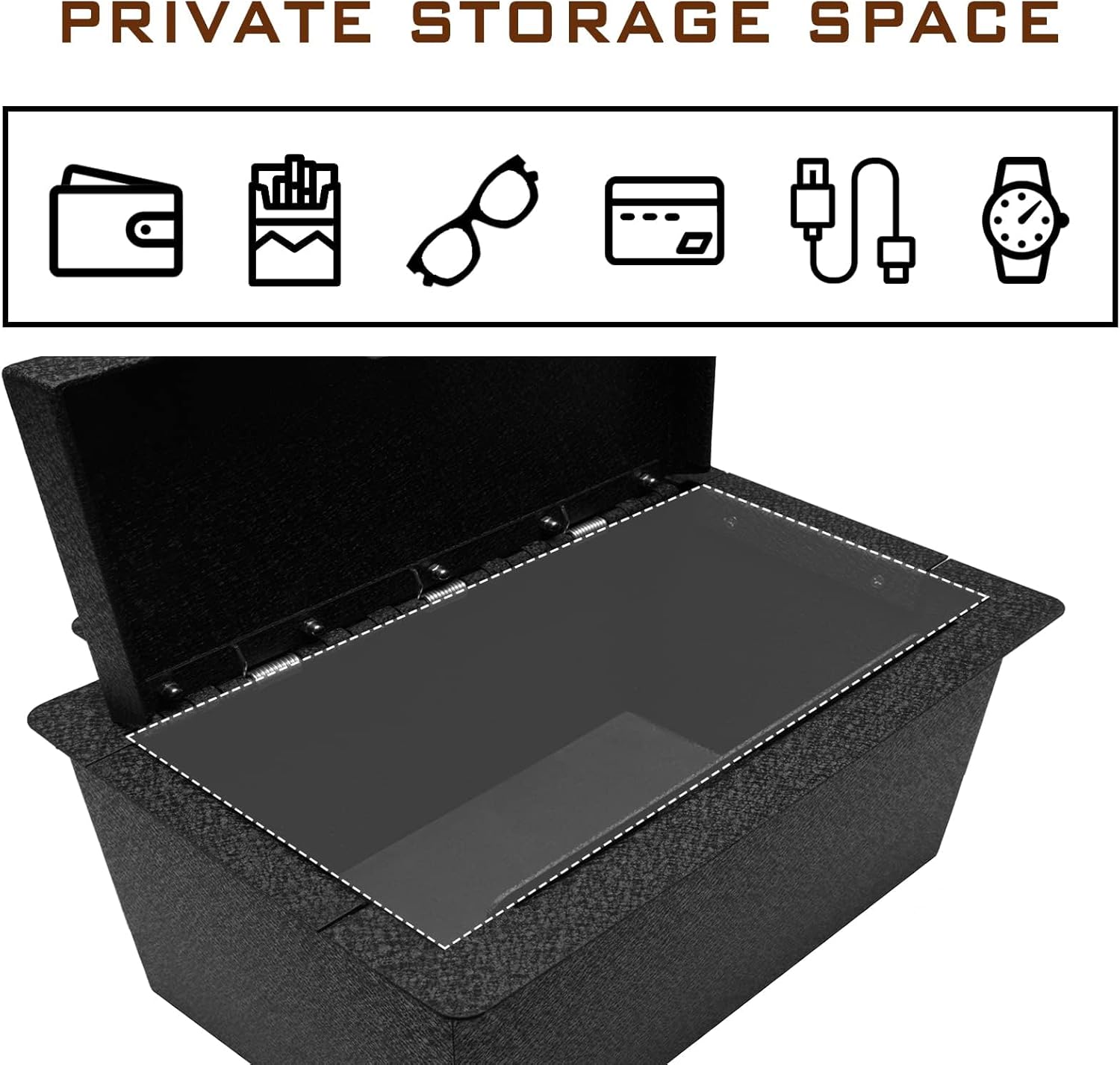 Center Console Gun Safe Vault - TUOJUE Vehicle Safe Vault Compatible with Tesla Model Y Juniper 2025-2026, with 4-digit Lock with Password Retrieval Key.