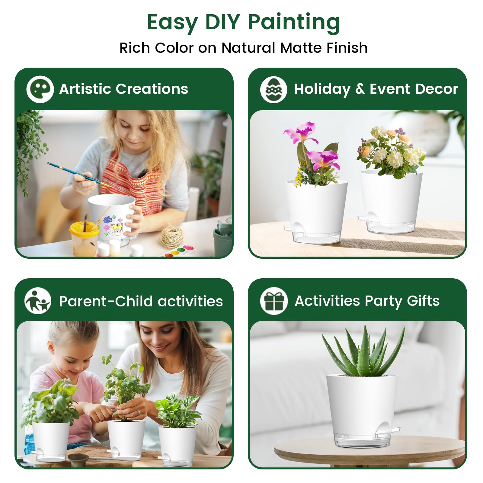Snapklik.com : Meowell 6 Inch Self Watering Pots For Indoor Outdoor ...