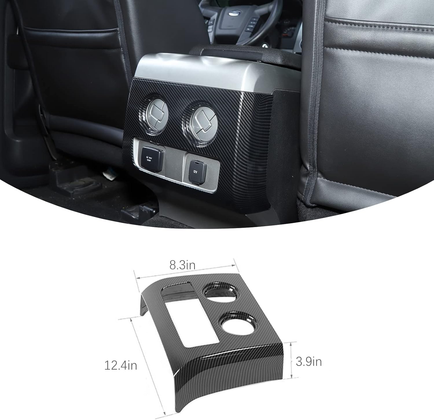 Jimen Compatible with 2009-2014 Ford F150 Rear Air Conditioner Vent Outlet Panel Trim Cover (Carbon Fiber)