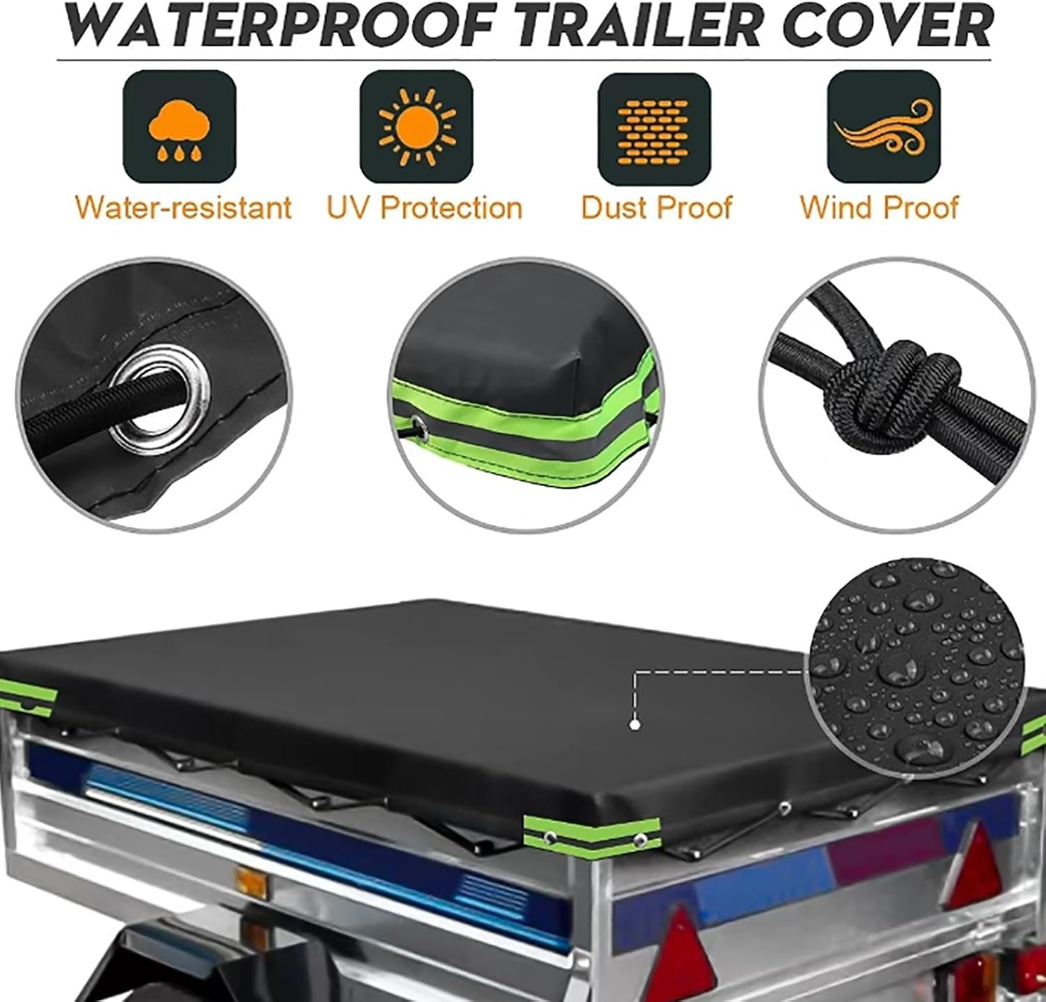 Waterproof Trailer Cover with Grommets, Heavy-Duty UV Resistant Vinyl for All-Weather Protection on Utility(Gray,Medium)