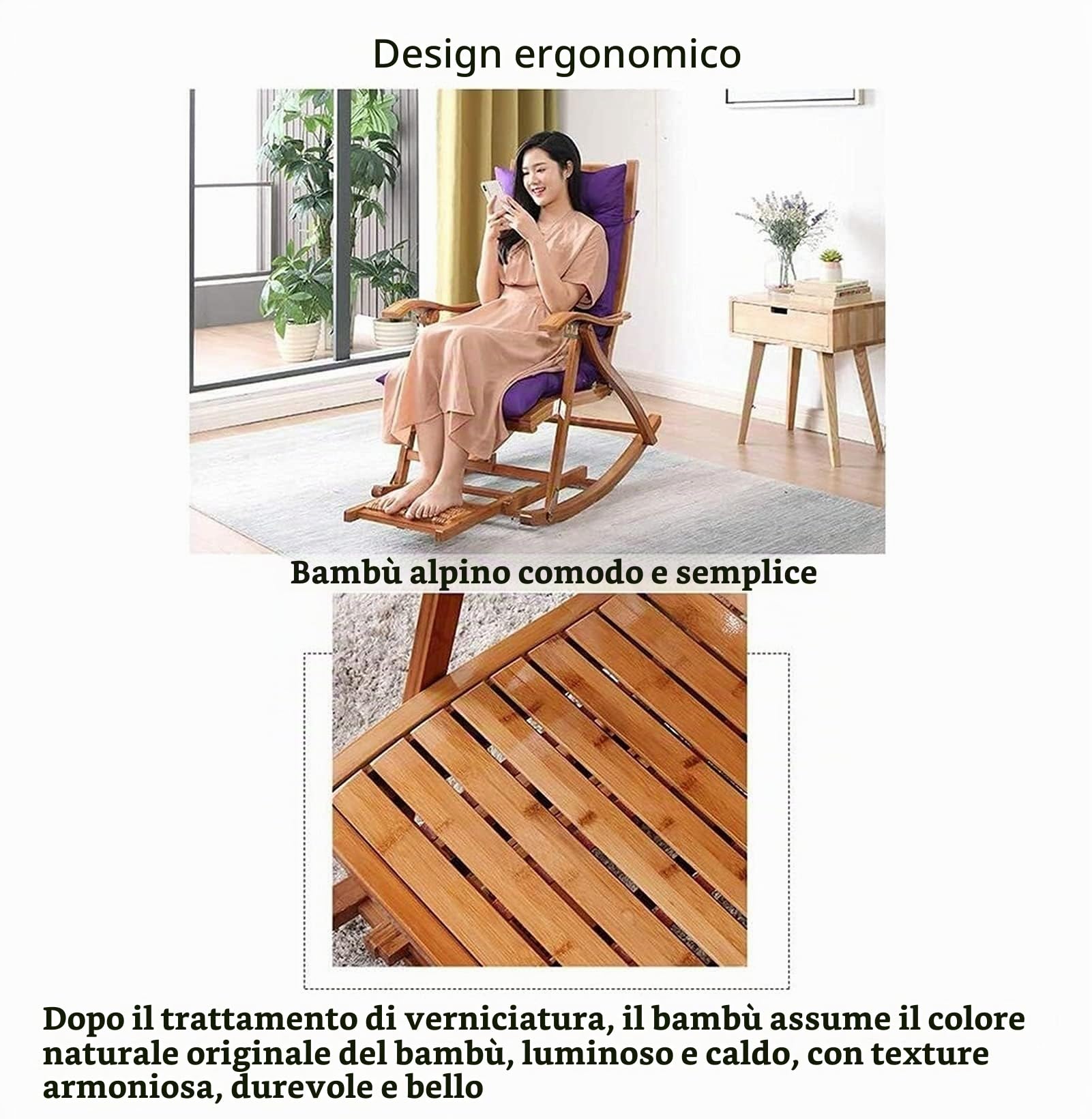 Sdraio da dondolo giardino legno,sedia a dondolo da interno/esterno,Ergonomica Reclinabile,Sedia a dondolo pieghevole esterno poltrona giardino,per patio, spiaggia, piscina (Color : White)