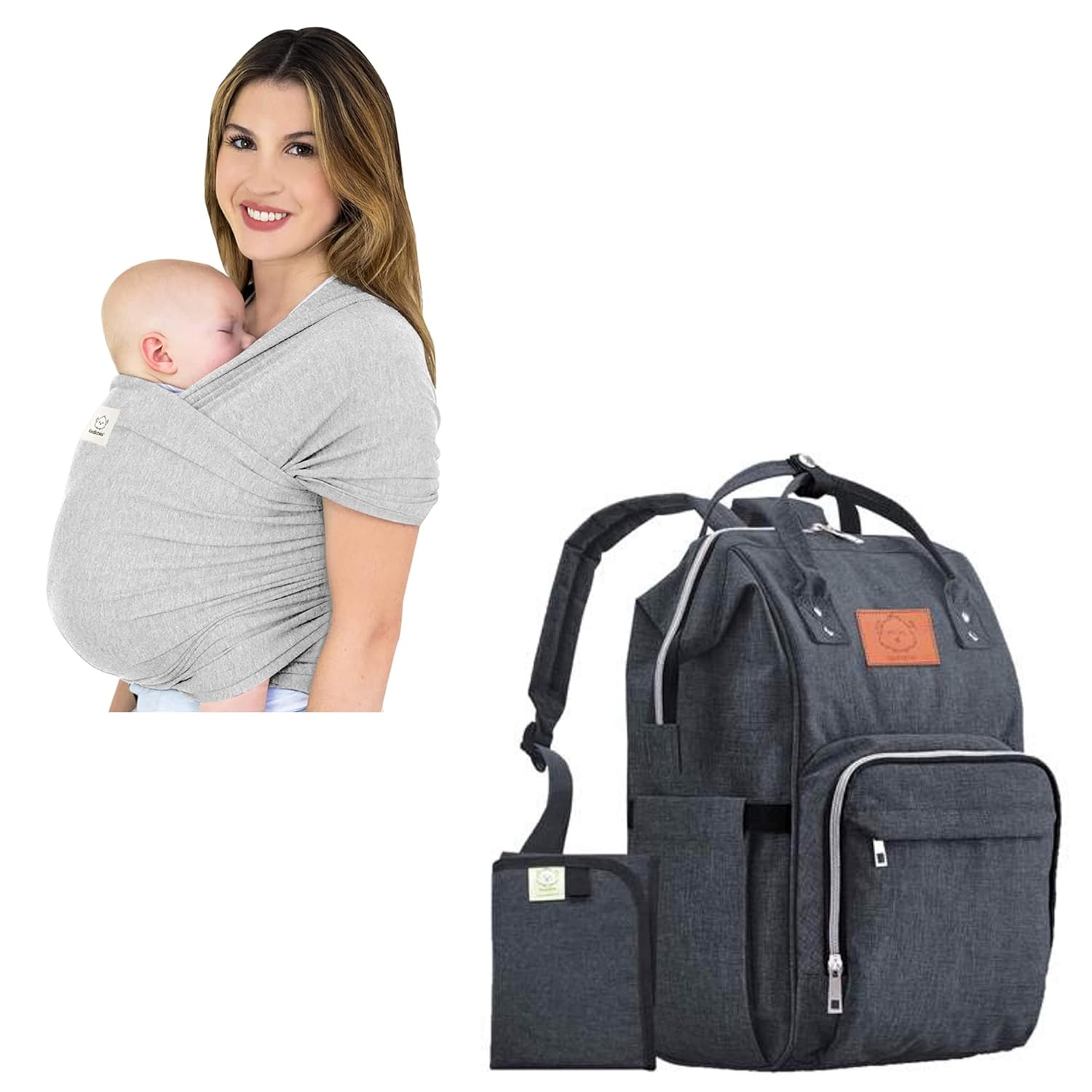 KeaBabies Baby Wrap Carrier and Diaper Bag Backpack - All in 1 Original Breathable Baby Sling, Lightweight,Hands Free Baby Carrier Sling - Waterproof Multi Function Baby Travel Bag - Baby Carrier Wrap
