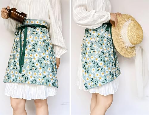 Miniatura 6 de Delantales bordados de cintura de moda para el hogar, cocina, restaurante, accesorios para fotos, floristería, encaje blanco, medio delantal