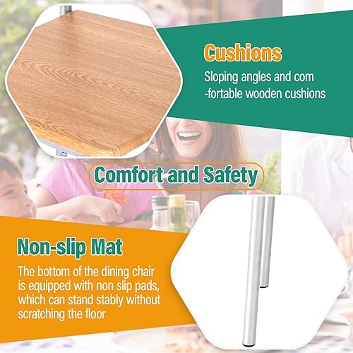 Miniatura 4 de PayLessHere Juego de mesa de comedor, mesa de madera y 4 sillas modernas con patas de metal, muebles rectangulares para el hogar