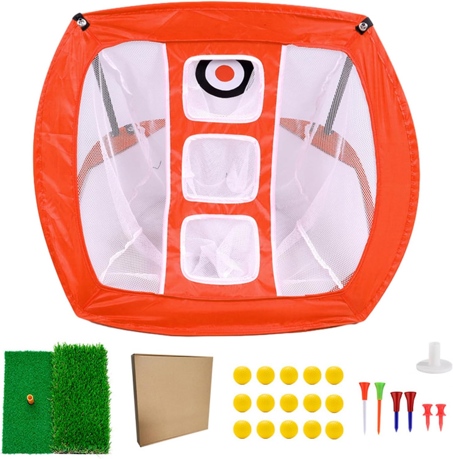 Portable Golf Practice Hitting Net with Mat/Ball/Tees Practice Training Accessories Easy to Use Chipping Indoor Outdoor for Beginners