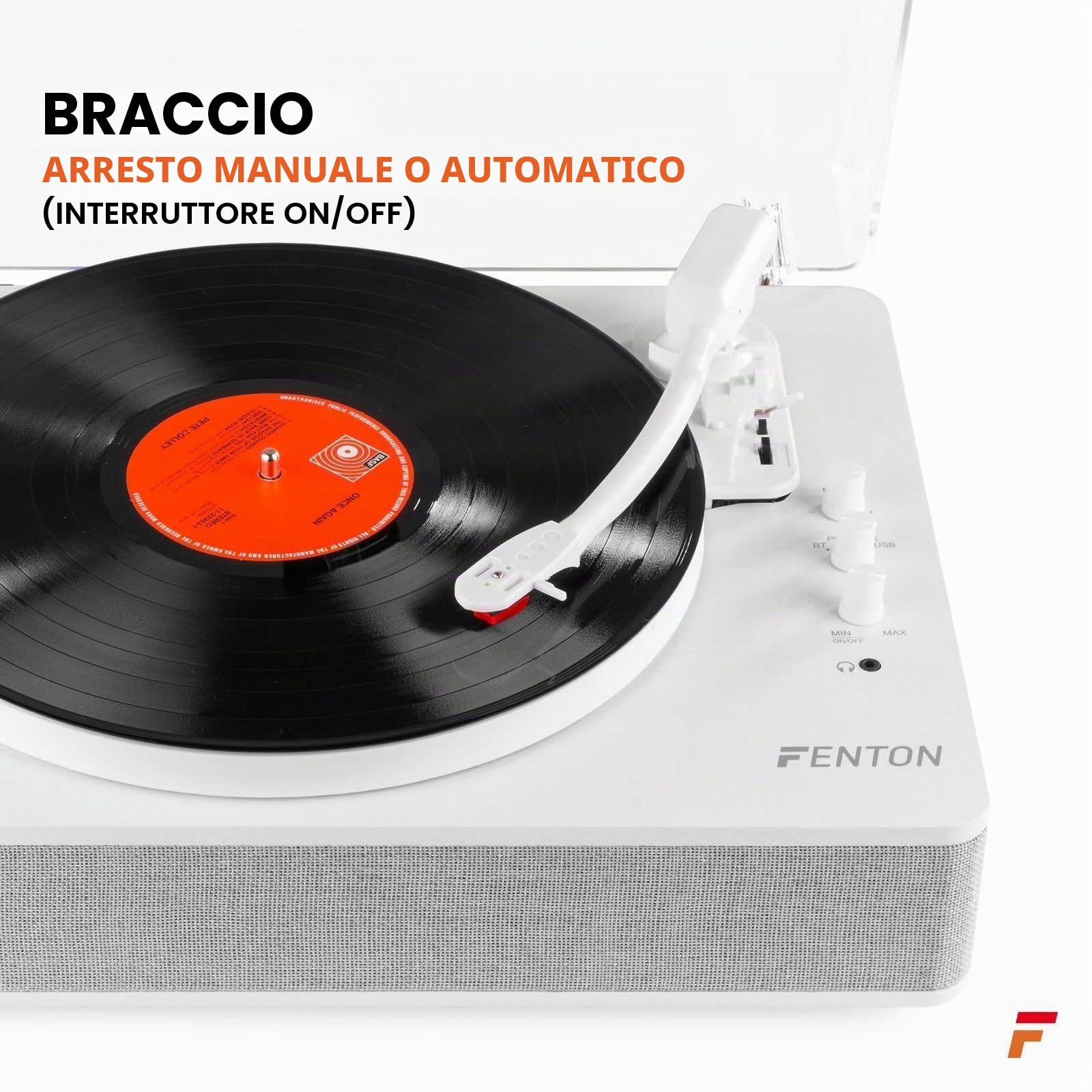 Giradischi Bluetooth (ingresso/uscita) - Fenton RP162W - giradischi retrò con altoparlanti (stereo) e lettore mp3 - Bianco (102.169)