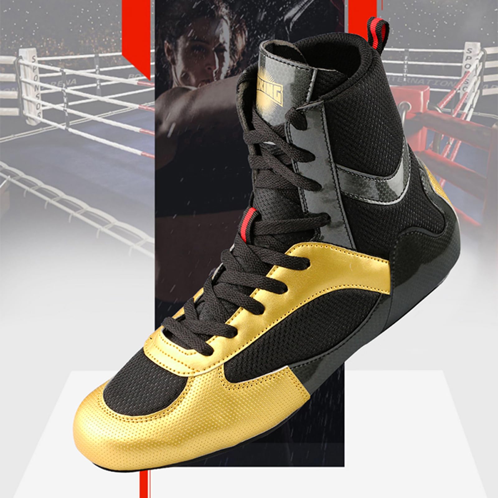 High-Top-Boxschuhe,Leichter Boxschuhe,rutschfeste Boxschuhe,Boxschuhe Damen,Atmungsaktiv Und Flexibel,rutschfest,Gummisohle,Weich,Geeignet FüR Jugend-,Jungen- Und Herren-Boxschuhe