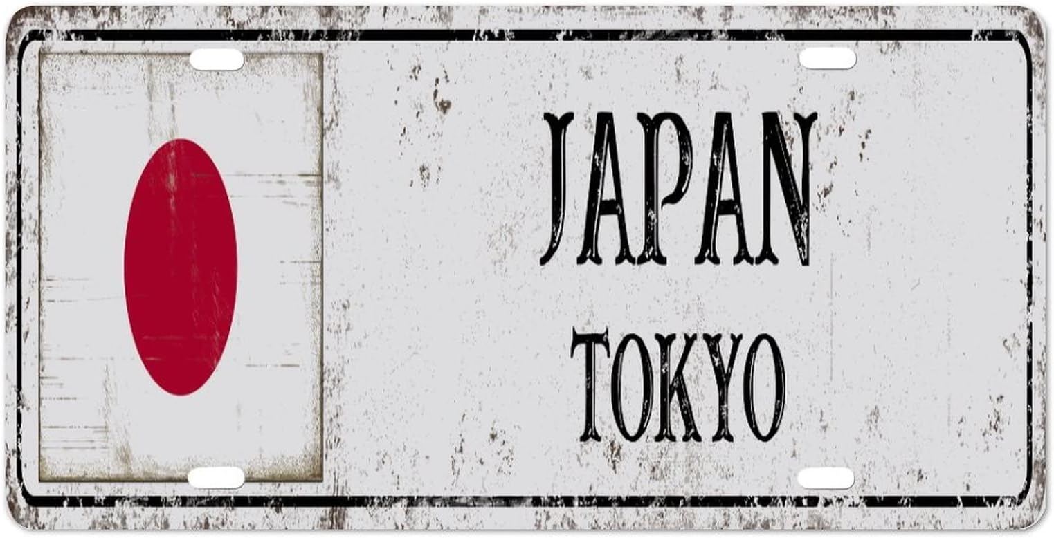 Yelolyio Japan Aluminum License Plate Capital City Tokyo License Plate Frame, Japan Flag Front Aluminum Metal License Plate Auto Car Tag, Decorative Novelty License Plate Cover Frame