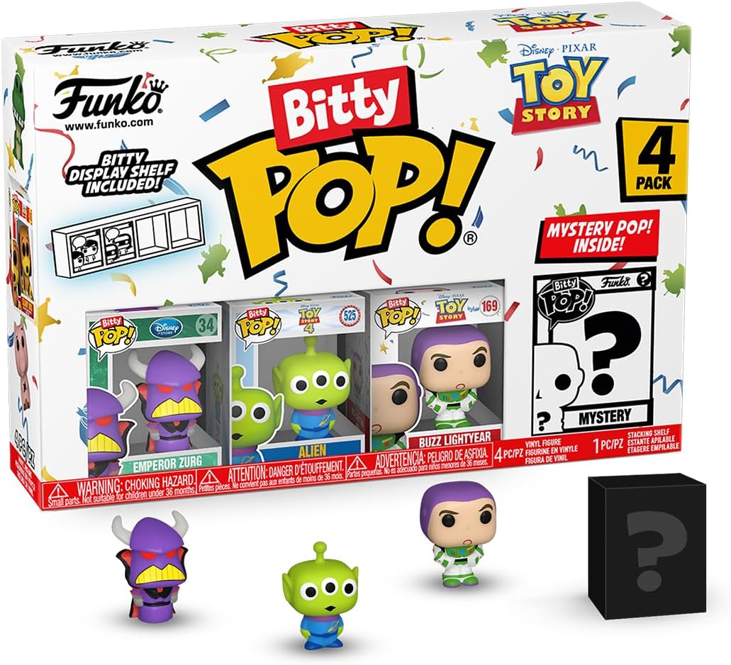Funko Bitty POP! Toy Story and A Surprise Mystery Mini Figure - 0.9 Inch (2.2 Cm) Collectable - Stackable Display Shelf Included - Gift Idea - Party Bags Stocking - Cake Topper - Movies Fans