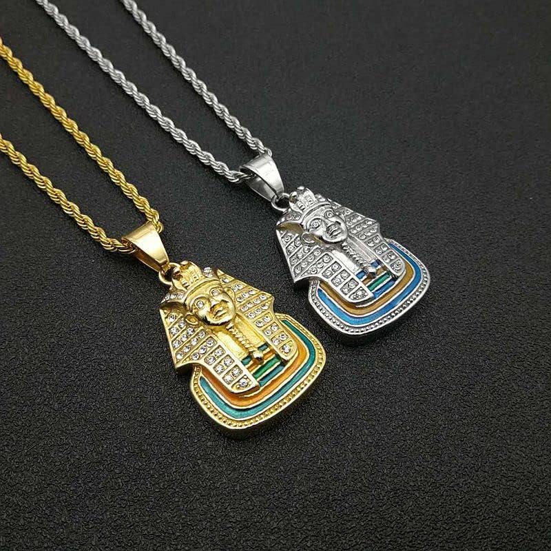 Mens Egypt Egyptian CZ Hip Hop Pharaoh Pendant Necklace Chain