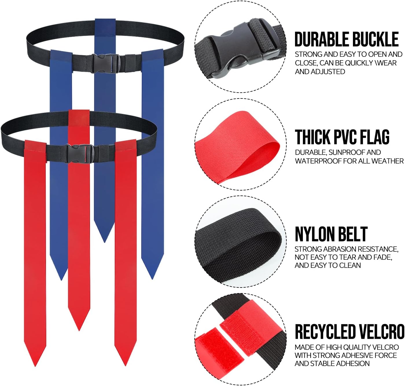 Flag Football Belts, 14 Player Adjustable Flag Football Set With 42 Football Flags,Size 3 Football, Pump and Storage Bag, Size Adjustable Up To 47 Inch Flag Football Belt For Kids,Youths,Adults