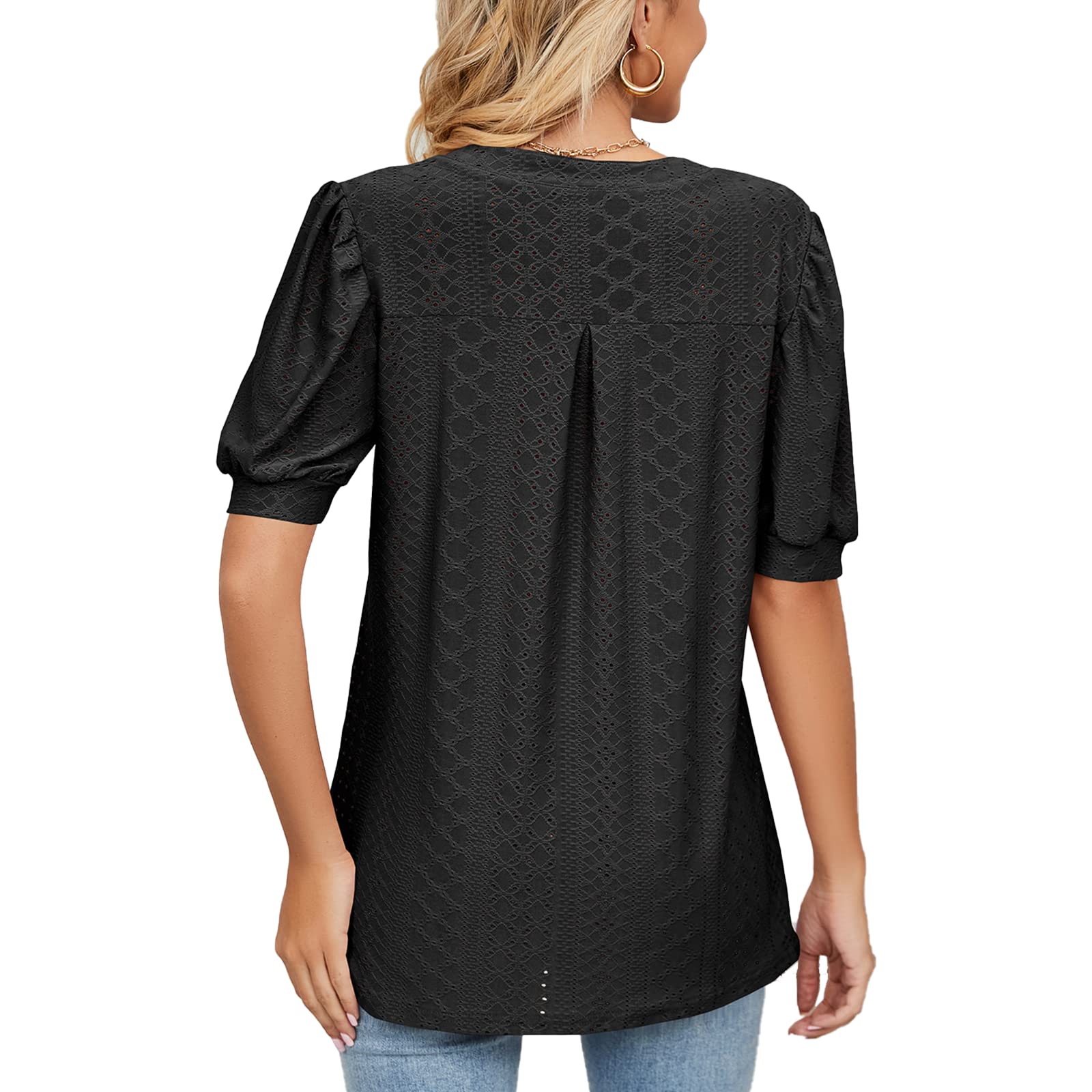 T Shirt Donna Estive con Scollo a V e Balze Manica Corta Magliette Donna Elegante Rilassato Bluse e Camicie da Donna
